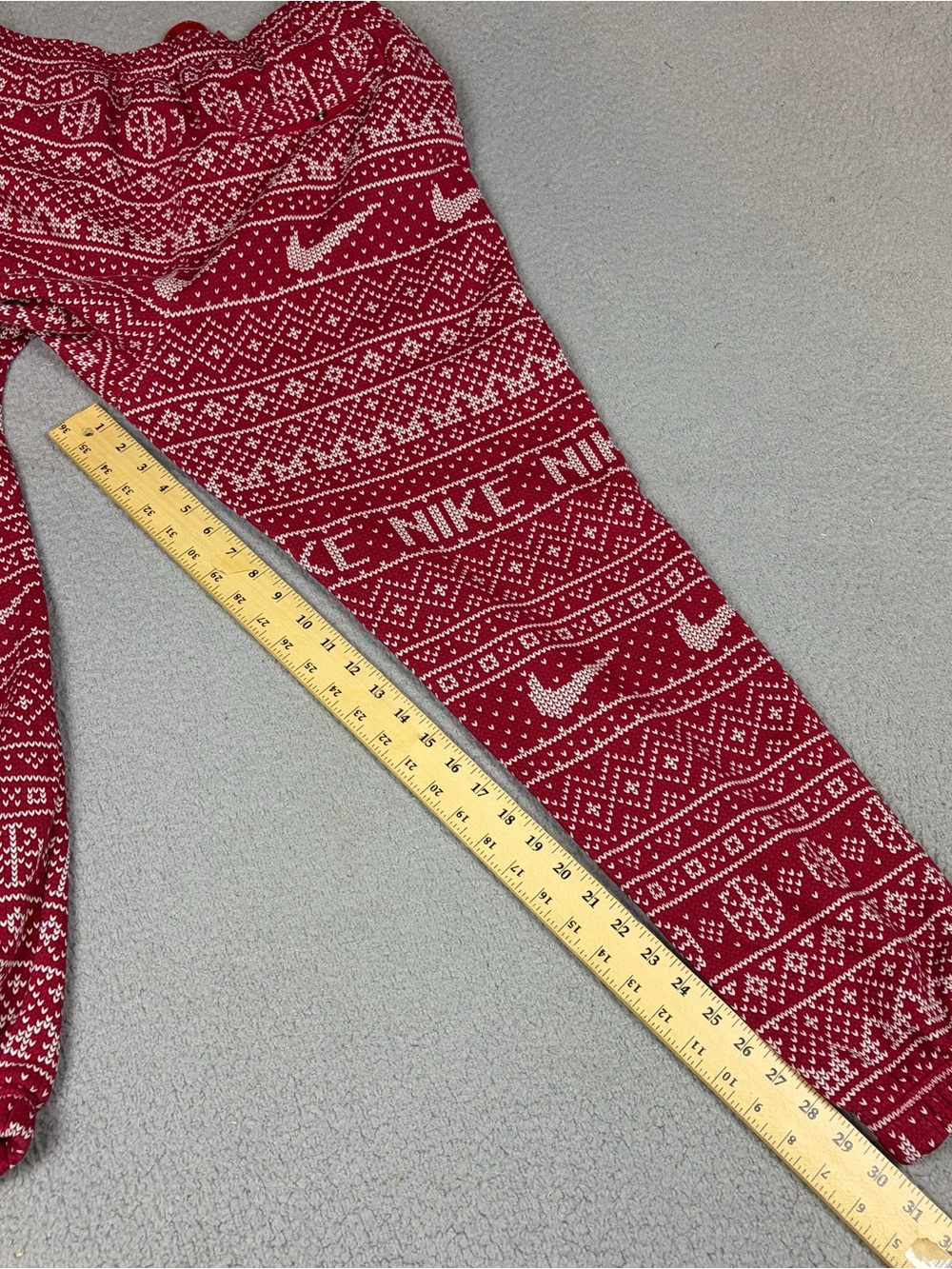 Nike Fair Isle Holiday Fleece Joggers Pants Mens Large Red Sweatpants - Picture 11 of 11